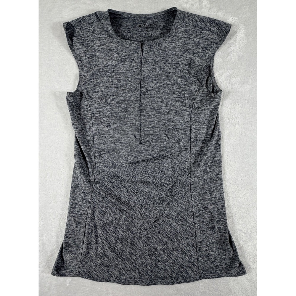 Athleta Tank Top Women's Sz S Tall Gray Pacifica Faux Wrap Zipper Front